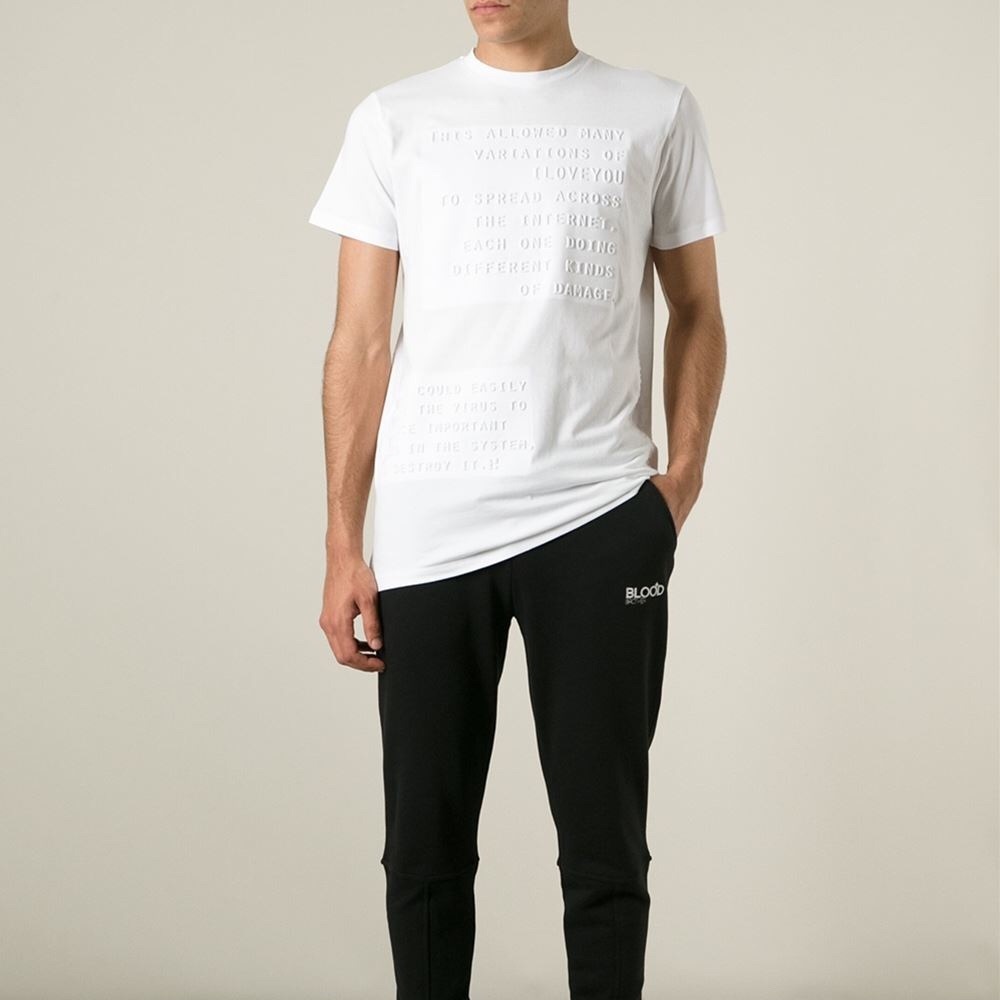 White Letter Embossed Print Tee Shirt Size M